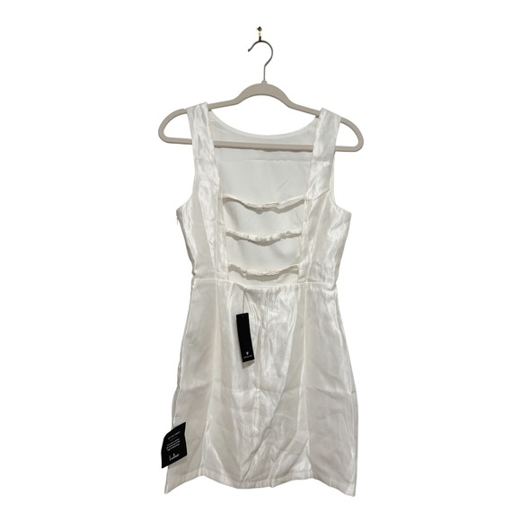 Lulus White Shimmer Strappy Back Sleeveless Mini Dress Size S NWT - Picture 5 of 9